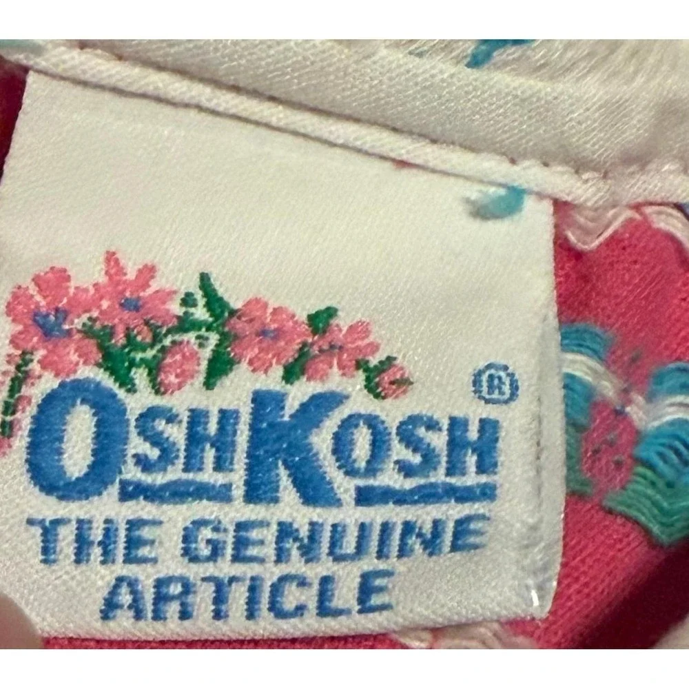 Vintage OshKosh B'Gosh Girls Size 6 Pink Floral Dress Peter Pan Collar USA